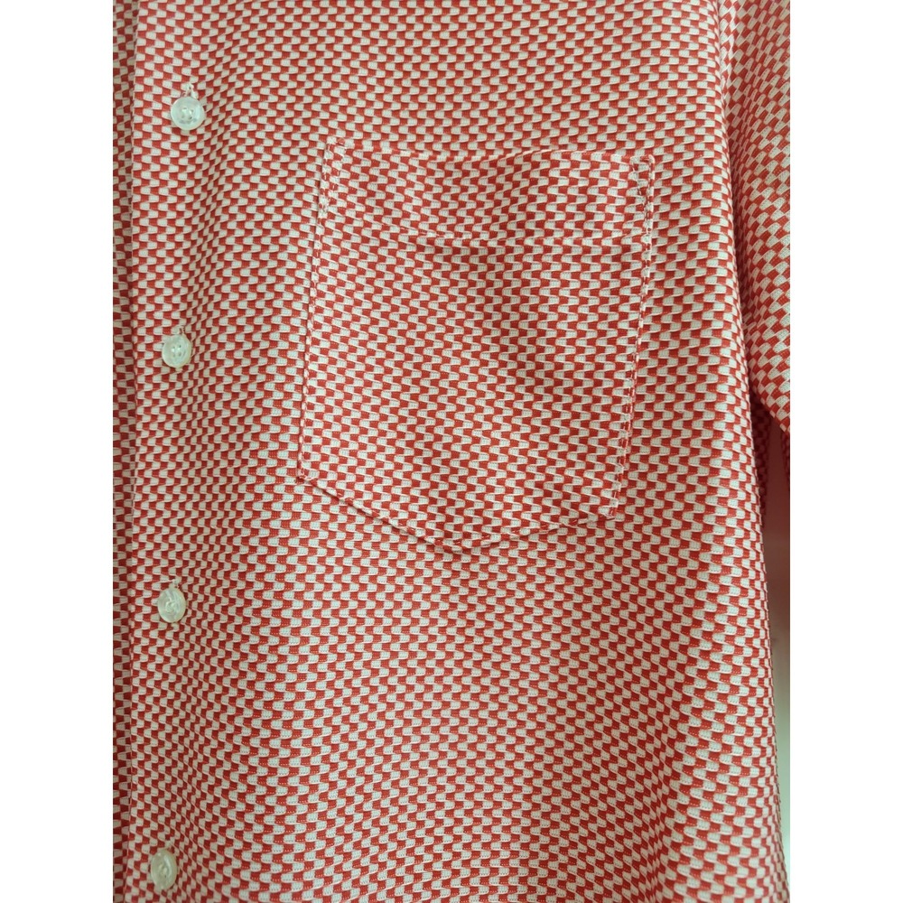 William Gary Vtg 70s Red & White Geometic Checkerboard Boho Disco Luxury Shirt - Picture 3 of 9